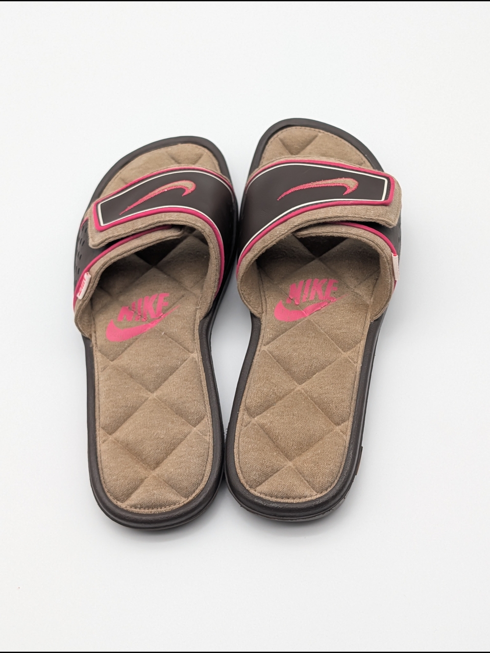 Nike Women's Brown & Pink Slide Sandals
